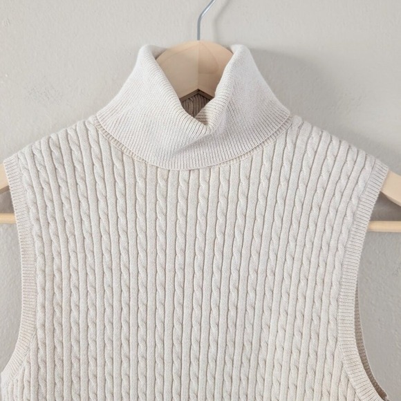 Vtg Wainscott Sleeveless Cable Knit Turtleneck Sweater M Minimalist Quiet Luxury - Picture 3 of 6